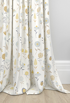 Floral Whimsy, Silver - Made to Measure Curtains